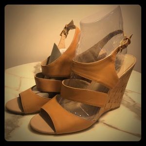 BCBG Cork Wedge Sandals